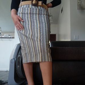 Stripped midi skirt